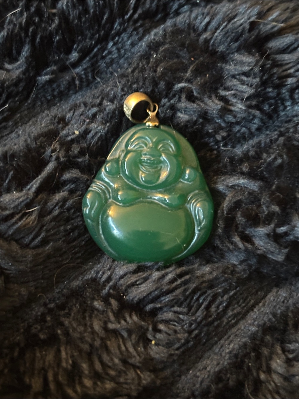 10K Green Agate Buddha Pendant Necklace - Unbranded Women Jewelry